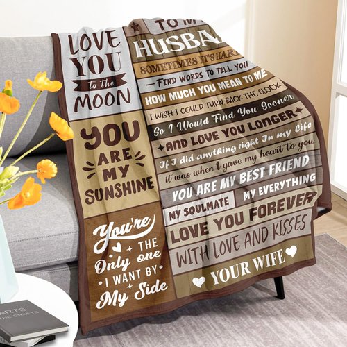 BAOERN Gifts for Husband from Wife - Valentines Day Gifts for Him - Birthday Gift for Husband - Anniversary Wedding Gift for Men - Best Husband's Ever Present - to My Husbands Blanket 60"x80"