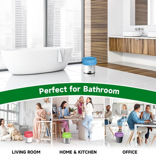2.6 Gallon Small Trash Bags Bathroom - Compostable Colorful Mini Garbage Bags 100 Count Unscented 10 Liter Biodegradable Little Waste Basket Kitchen Office Car Tiny Liners Strong Thick Chenyucheng