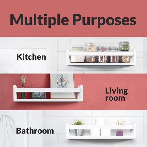NATURE SUPPLIES Set of 3, 16.4" White Floating Nursery Shelves for Wall, Kids Bookshelf for Bedroom, Nursery Storage, Decorative Display for Kids Rooms, Modern Wall-Mounted Organizer for Home
