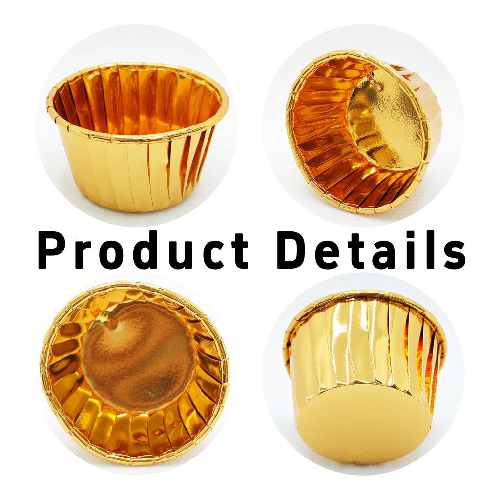 pson 50Pcs 3.5 Oz Cupcake Baking Cups, Disposable Aluminum Metallic Foil Muffin Liners for Baking, Party, Wedding, Holiday(Gold)
