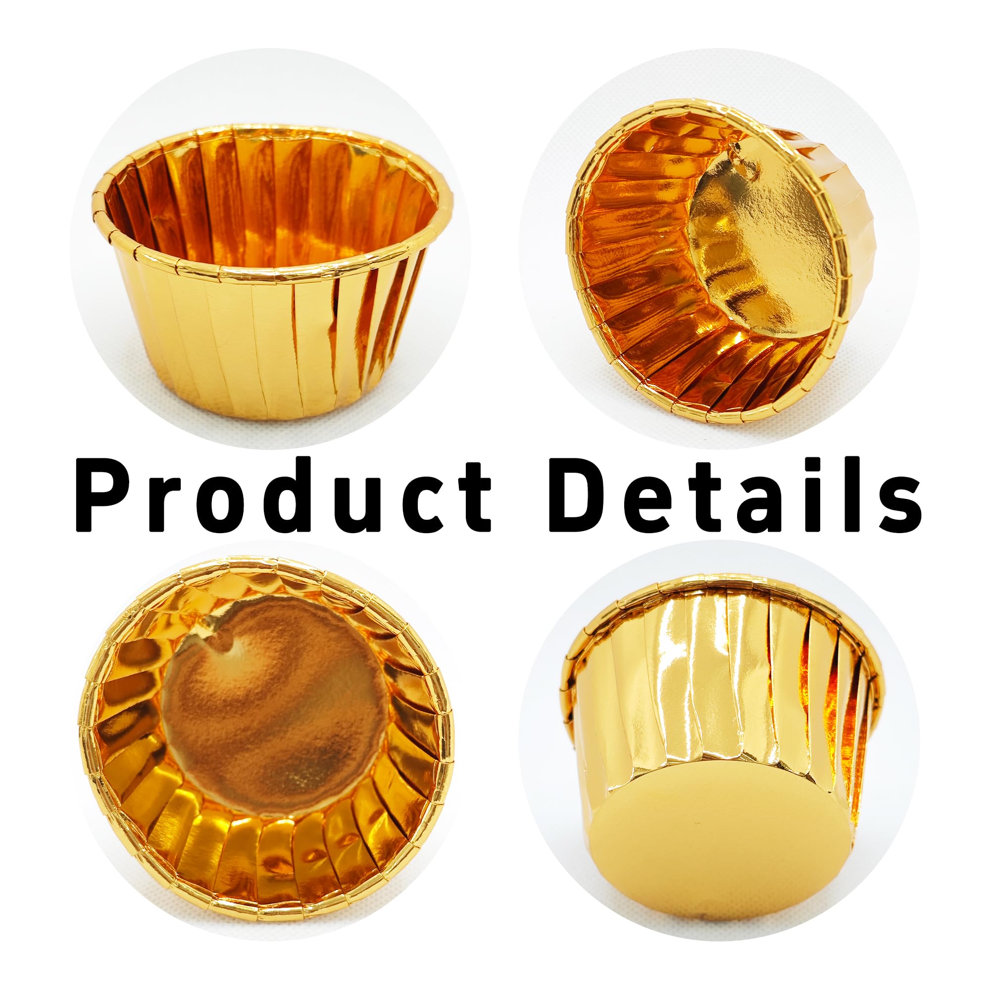 pson 50Pcs 3.5 Oz Cupcake Baking Cups, Disposable Aluminum Metallic Foil Muffin Liners for Baking, Party, Wedding, Holiday(Gold)