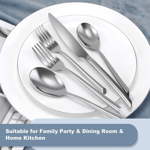 DEACORY Silverware Set Flatware Set Stainless Steel Cutlery Set with Streamlied Handle Mirror Finished Heavy 20 Pieces Home Kitchen Daily Use Wedding Housewarming Gift Dishwasher Safe Service for 4