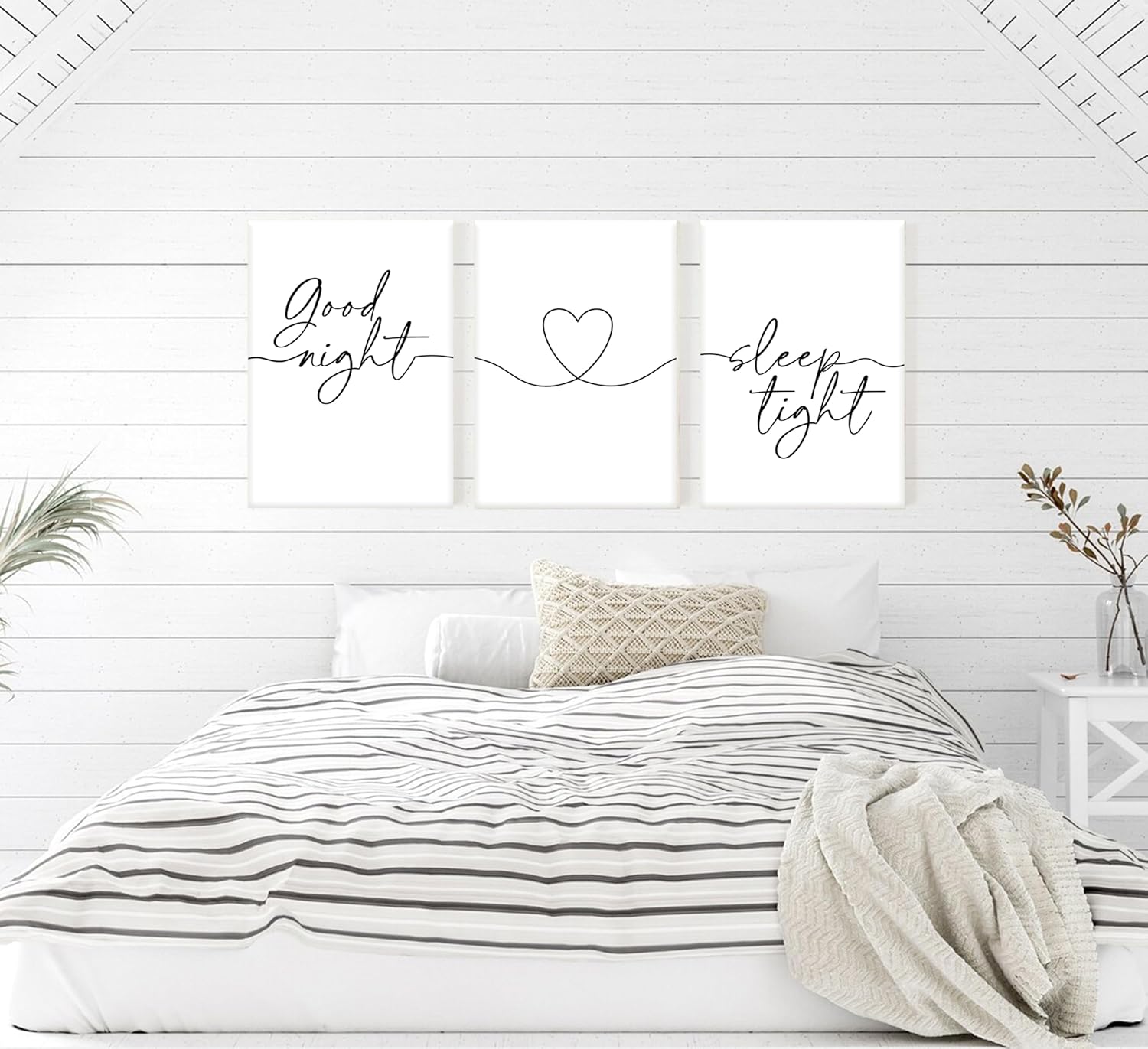 Skiennix Minimalist Wall Art - Bedtime Quotes Heart Shape Poster Print | Black Line Art for Bedroom Decor