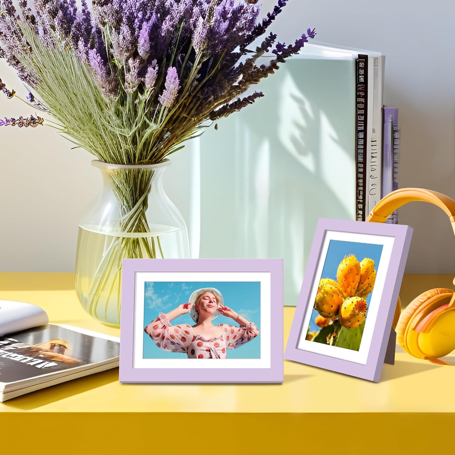 Upsimples 5x7 Picture Frame - Display 4x6 Photos with Mat or 5x7 Without | Purple, 1 Pack