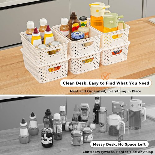 10 Pack Plastic Storage Bins - Stackable Organizing Baskets with Lids & Handles for Home & Craft