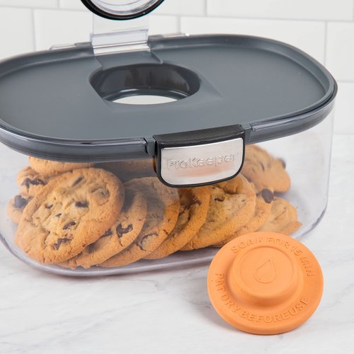 Progressive ProKeeper International Airtight Food Storage Container with Terracotta Disk for Freshness, Stackable & Dishwasher Safe, Ideal for Cookies, Baked Goods, & More, 3 Quart