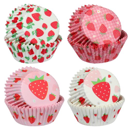Glavatrix Strawberry Cupcake Liners,100PCS Strawberry Printing Paper Baking Cup Standard Muffin Cupcake Wrapper for Wedding Bridal Baby Shower Summer Sweet Fruit Berry Themed Birthday Party Cake Decor