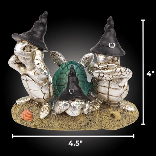 Needzo Turtle Figurine - Hear See Speak No Evil Halloween Decoration | 4.5 x 4 Inches