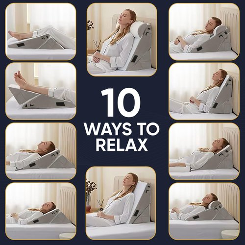10-in-1 Adjustable Design 3PCS Wedge Pillow for Sleep Apnea, Wedge Pillow for Acid Reflux Relief, Orthopedic Headboard Bed Wedge Pillow for Sleeping, Neck & Back Support for Snoring and Reading
