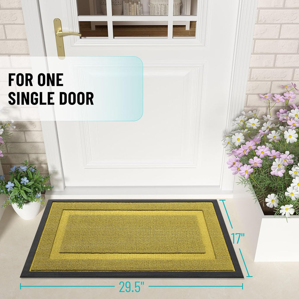 OLANLY Indoor Outdoor Front Door Mat - Waterproof All-Season Doormat, Easy Clean, 29.5x17, Lime Green