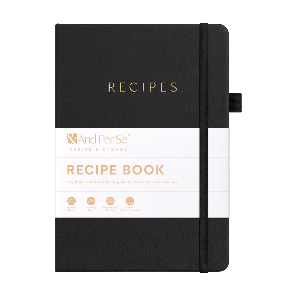 &And Per Se Recipe Book to Write in Your Own Recipes, Blank Recipe Book with Water-Resistant Hardcover, Empty CookBook to Organize Your Recipes - 5.7 X 8 Inches(Black)