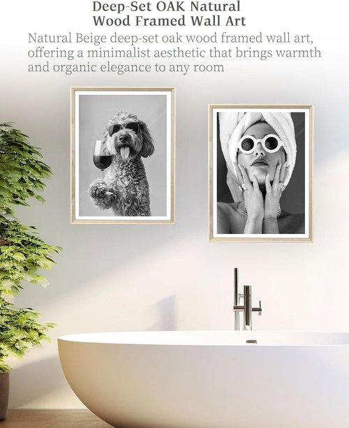iHery Wall Art - Natural Beige Dimensional Oak Framed Audrey Hepburn Canvas - 12x16in Feminist Decor