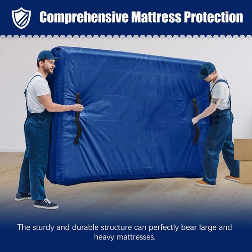 Cosy Family Mattress Bags - Extra-Thick 170GSM Moving Cover with 8 Handles & Zipper | Blue King Size