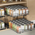 BOIVSHI 2-Tier Spice Rack Organizer, Pull Out Spice Rack for Cabinet, Height Adjustable Heavy Duty Metal Basket for Inside Cabinet & Pantry (11.5''Wx10.5''Dx9.5''H)