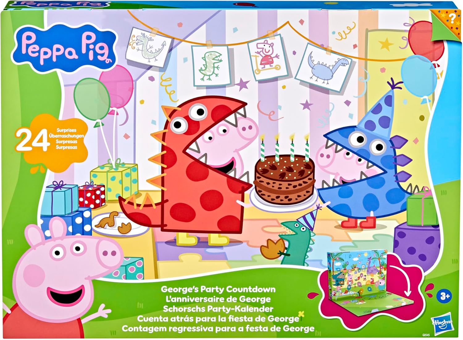 Peppa Pig George's Party Advent Calendar - 24 Surprise Toys & Stickers | Fun Preschool Gift for Kids 3+