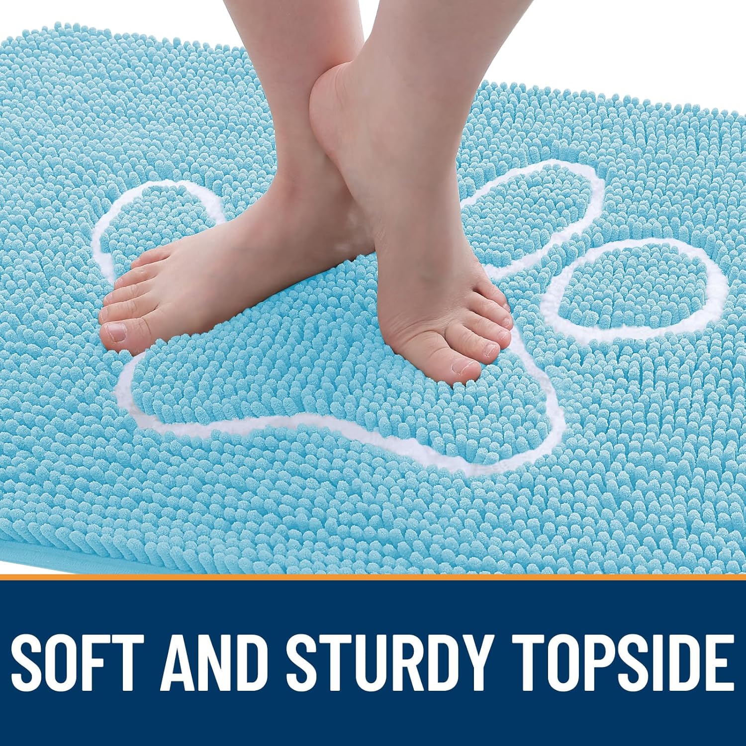 OLANLY Dog Door Mat - Absorbent Non-Slip Mud Mat for Muddy Paws | 40x32 Paw Print Design, Quick Dry Blue