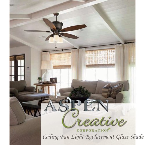 Aspen Creative 23030-4A Transitional Alabaster Bell Shape Ceiling Fan Glass Shade 2-1/8" Fitter, 4-3/4" D x 4-3/4" H, 4 Pack