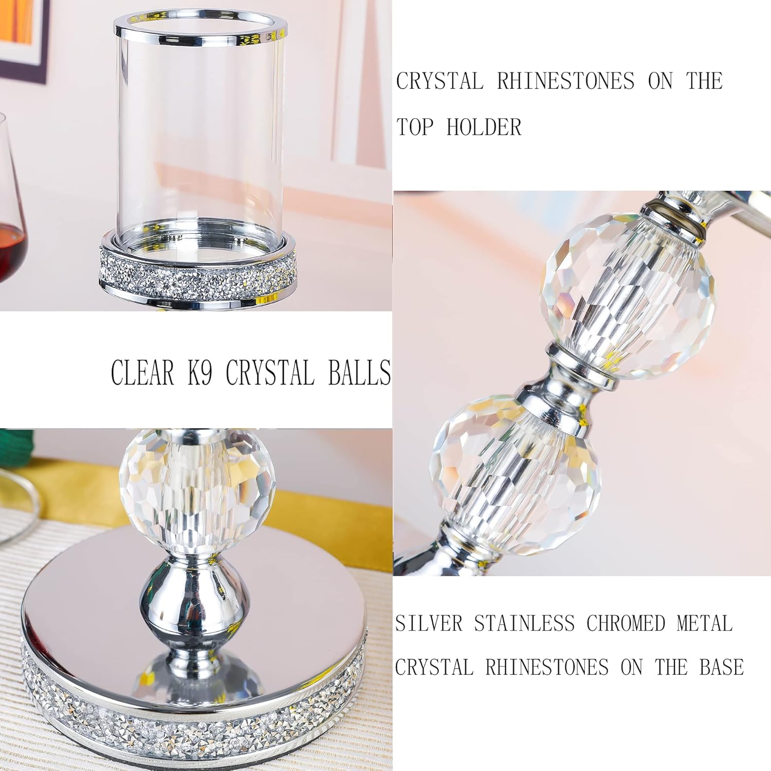 Regine Switzerland Crystal Candle Holders - Elegant Pillar Design for Weddings & Home Decor | Centerpieces