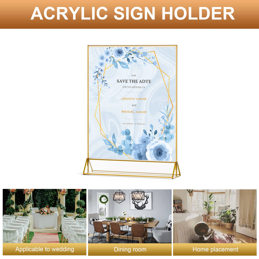 tuoletu VORIOB 4Pack 8.5x11 Gold Picture Frame Acrylic Sign Holder,Wedding Signs Table Numbers Menu Holders