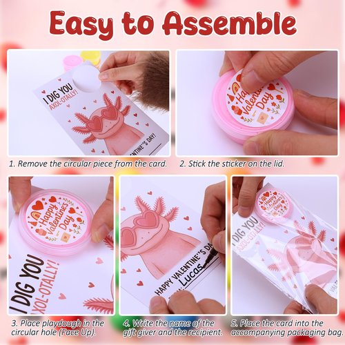 30 Pack Valentines Day Gifts for Kids, Cute Valentines Day Cards for Kids Classroom with Play Dough and Stickers, Valentine Exchange Cards Bulk for School Boys Girls Class Gifts Exchange, Party Favors