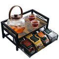 NANXITU Tea Holder Organizer,Wood Tea Box Organizer Storage Box,Tea Caddy for Tea Bags Organizer Drawer,with 8 Compartments Multi-Functional Tea Station Chest for Countertop