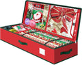 Fabspace Christmas Wrapping Paper Storage Containers - 40 Inch Gift Wrap Organizer with Visible Pockets | Red