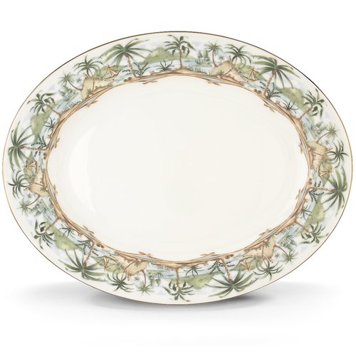 Lenox Serveware, British Colonial Serving Platter, Oval Shape, 15.75-Inch, Porcelain Material, Dishwasher Safe, Turkey Platter for Thanksgiving, Winter Hosting, Christmas Serving (White, 1 Piece)