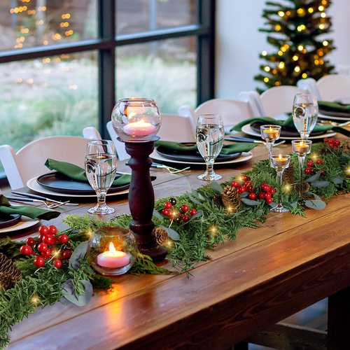6ft Christmas Garland with Lights Artificial Cedar Cypress Garland with Pine Cones Garland for Home Fireplace Wall Indoor Outdoor Holiday Party Decoration