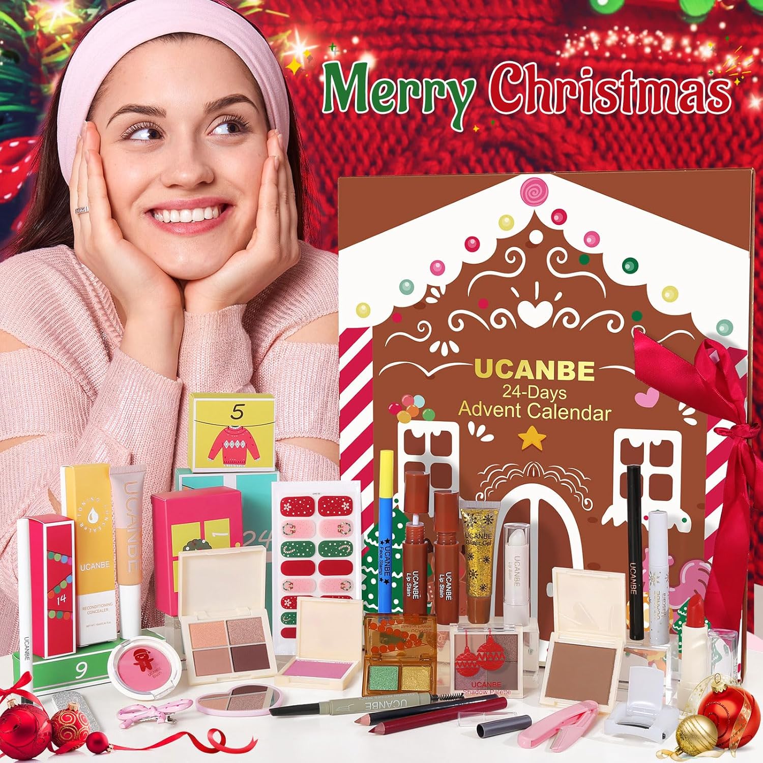 UCANBE Makeup Advent Calendar 2025 - 24 Days of Festive Beauty Gifts for Women & Teens