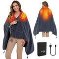 Heated Shawl Blanket Throw Battery Operated, Portable Electric Heated Poncho with Zipper and Pockets, 4 Heating Areas & 3 Heating Modes,Heating Blanket for Neck and Shoulders and Back