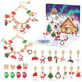 2025 Christmas Advent Calendar Bracelets, 24 Days Christmas Countdown Calendar with 2pcs DIY Charm Bracelets Kits,DIY Christmas Charm Bracelet Gifts