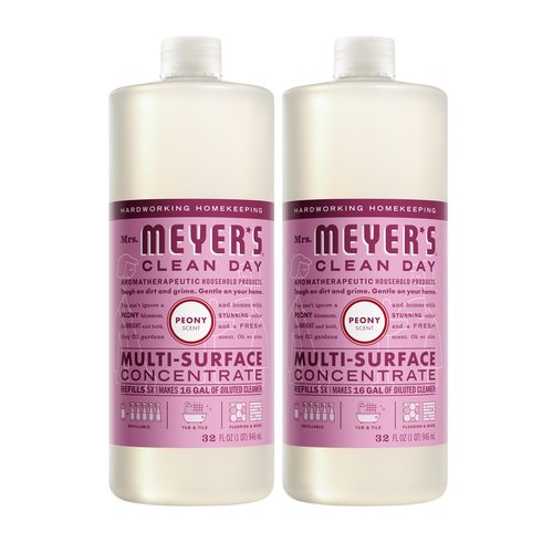 MRS. MEYER'S CLEAN DAY Multi-Surface Everyday Concentrate, Peony Scent, 32 Fl Oz Bottle - 2 Pack