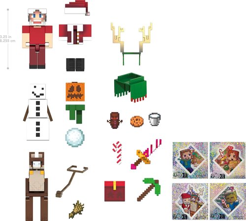 Mattel Minecraft Advent Calendar - 3 Action Figures, 17 Accessories & 24 Daily Surprises | Perfect Holiday Gift