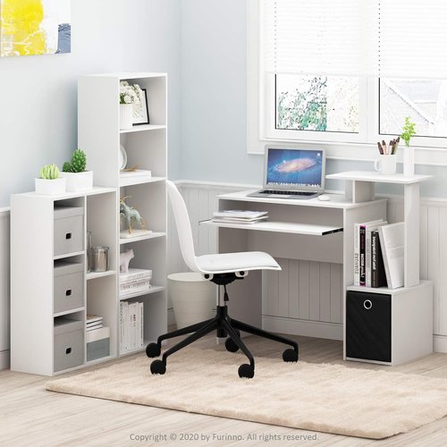 Furinno LUDER 5-Cube Bookshelf - Reversible Design, Easy Assembly, White | Perfect for Living Room & Home Office