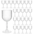 LEYIQU Plastic Wine Glasses 9oz Set, Ribbed Vintage Goblets Unbreakable Reusable BPA-Free Stemmed Drinking Glasses for Parties, Weddings & Events (Clear, 24pcs)