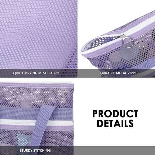 GYEUKHAM Mesh Shower Caddy Portable Shower Bag for Travel, Gym, Camping – Quick-Dry Hanging Toiletry Organizer with Zipper Pockets for Bathroom Essentials,Purple