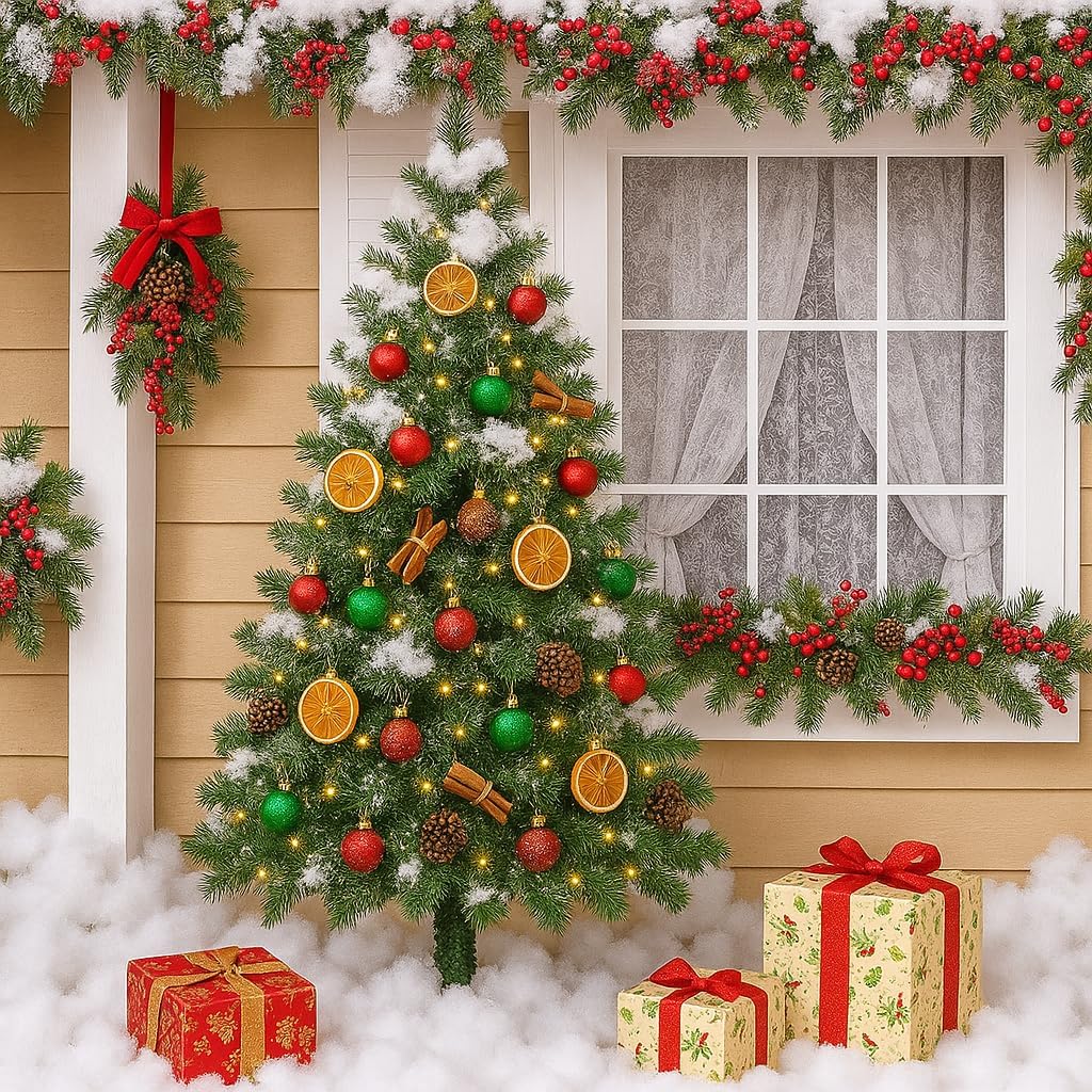 Skiennix Christmas Fake Snow Decor - Fluffy Flame Resistant Cotton Snow Blanket for Holiday Crafts | 5.6oz