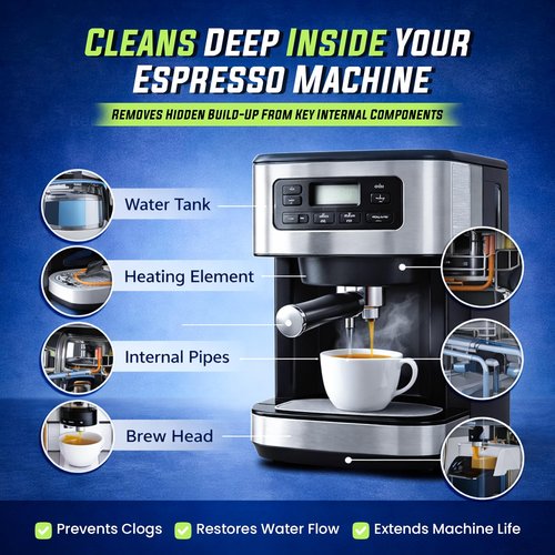 Coffee Maker Cleaner Tablets 25 Count — Compatible with Keurig, Nespresso, Ninja, Philips, Delonghi, Miele, Breville & More - Coffee Machine Descaler Tablets with 1 Year Supply