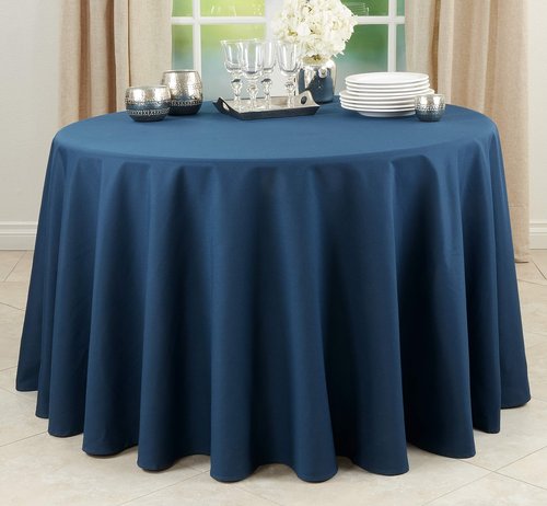 SARO LIFESTYLE Collection Casual Design Everyday Tablecloth, 132", Navy Blue