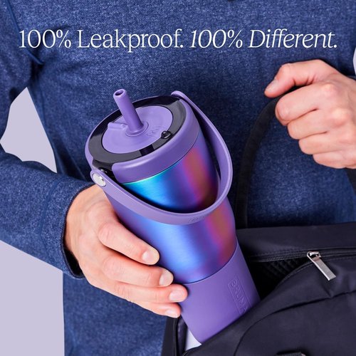 BrüMate Resa 35oz Travel Tumbler - 100% Leakproof with Handle & Straw | Durable Stainless Steel | Dark Aura