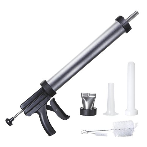 Weston Original Beef Jerky Gun Kit, Makes Flat and Round Snack Sticks, 1.5lbs Meat Capacity, With Sausage Funnel, 2 Nozzles, Stomper and Two Cleaning Brushes, Gifts for Men, Black (37-0150-W)