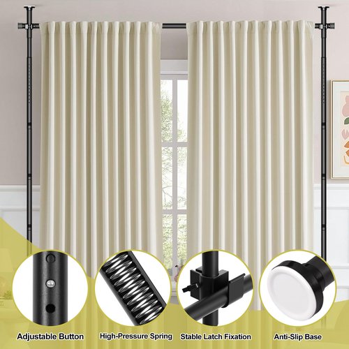 Room Divider, No Drilling Curtain Rod for Room Separation, 4-10ft(H) 29-73"(W) Adjustable Wall Divider, Heavy Duty Floor to Ceiling Tension Rod Space Partition Privacy Separator for Dorm Office, Black