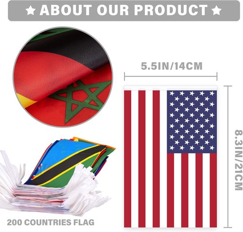 International Flags Bunting Banner - 200 Countries String Flag Decoration for World Cup, Olympic & Sports Events