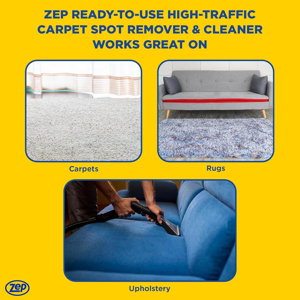 Zep High Traffic Carpet Cleaner - Deep Stain Removal Formula - 1 Gallon for Revitalizing Carpets