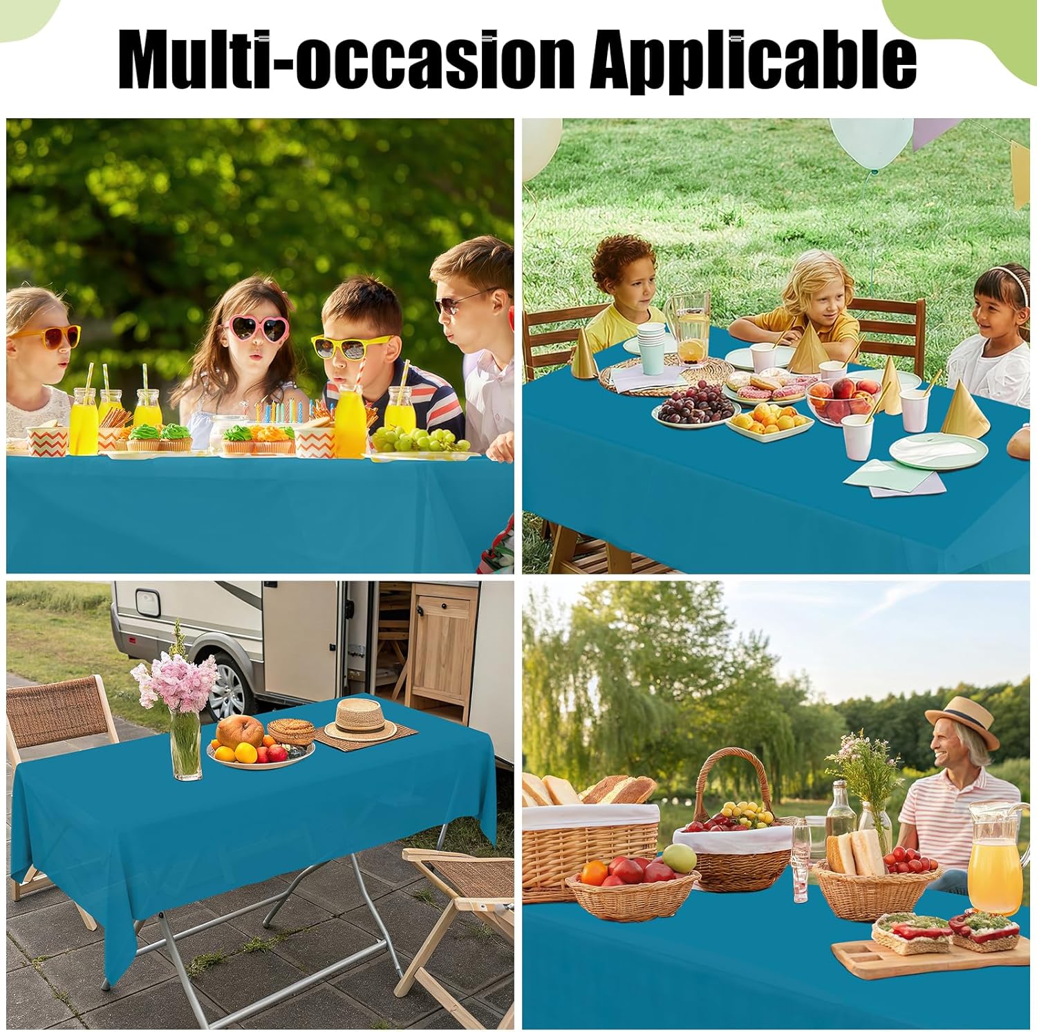 Smiry Disposable Tablecloths - Waterproof 54 x 78 Inch Rectangle Covers | 6 Pack in Aqua, Sturdy & Leakproof