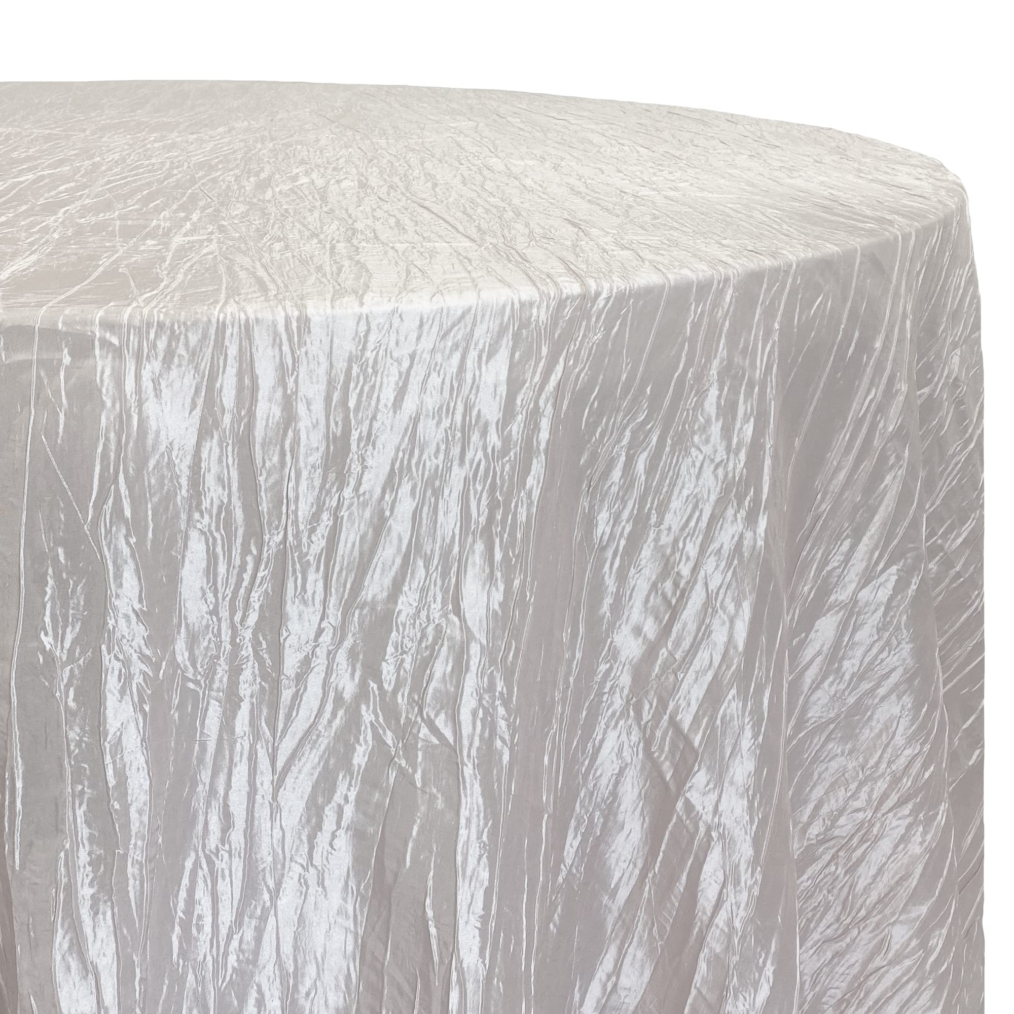 YOUR CHAIR COVERS - 90 Inch Round Crinkle Taffeta Tablecloth - Ivory, Crushed Shiny Dining Table Cloth for Wedding Party Birthday Baby Bridal Shower