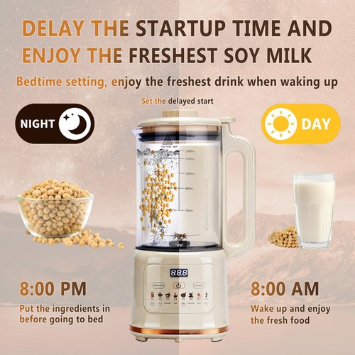 5.0 New Upgraded Nut Milk Maker Machine 10 in 1 nut Milk Maker【NO.1German High-Efficiency Brushless Motor】【TC4 titanium blade】Homemade Almond, Soy, Oats juice, fresh juice Delay Start, Keep Warm