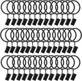 Skiennix 40 Pack Metal Curtain Rings - Durable Drapery Clips with 1.26 Inch Interior Diameter - Black