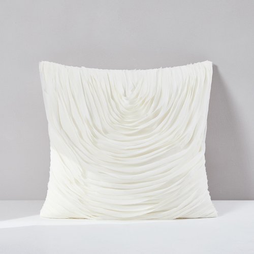 Lush Decor x Chuks Collins Veils Decorative Pillow Cover Single 20" W x 20" L Cream - 20x20 Pillow Cover - Ruffle Pillow - Textured Throw Pillows for Bed, Couch or Chair - Luxury Home Decor