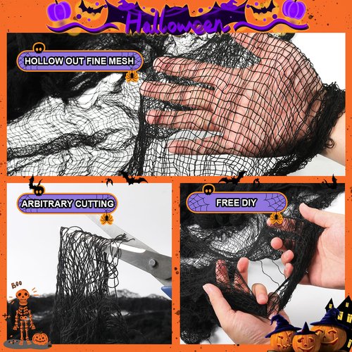Land Guard Halloween Gauze Cloth, Black Creepy Cloth, 80×200 Inch Creepy Fabric Halloween for Haunted House Supplies, Party Outdoor, Indoor